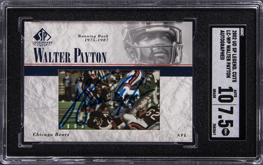 2002 Upper Deck "Legendary Cuts" #LC-WP Walter Payton Signed Card - SGC NM+ 7.5, SGC 10